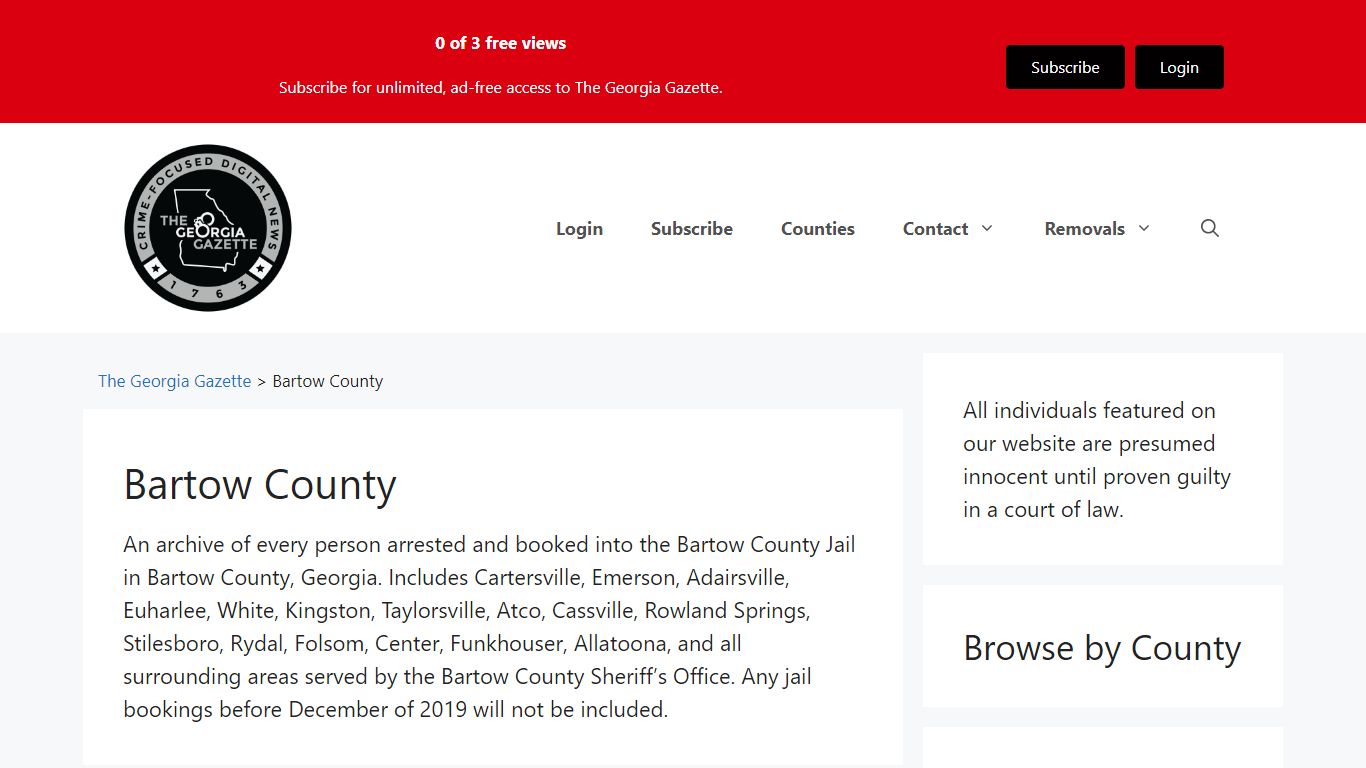 Bartow County Jail Bookings - The Georgia Gazette