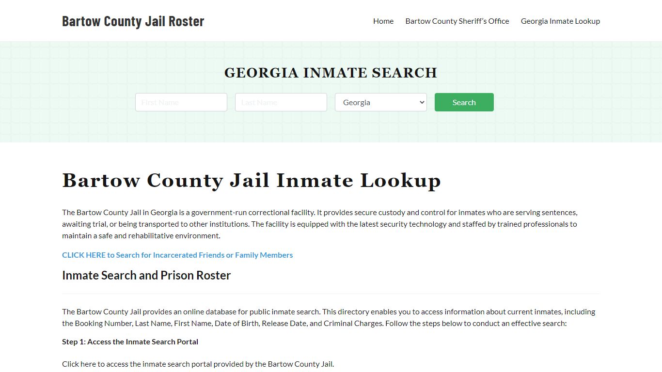 Bartow County Jail Roster Lookup, GA, Inmate Search